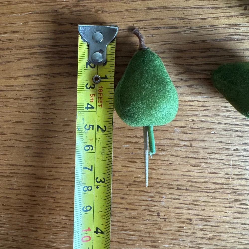 15 Green Faux Flocked Pear Picks‎ Floral Arrangement Accents Crafting Decor